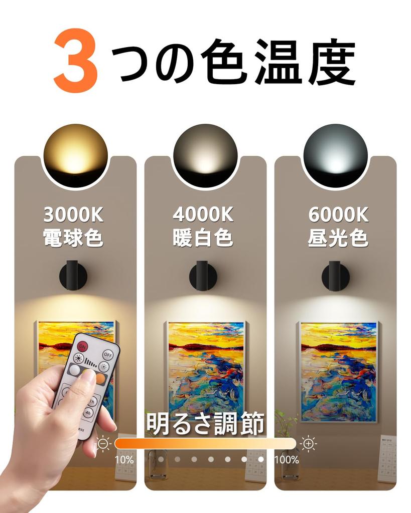 Herimo LED Spotlight, Bracket Light, Tpye-C Rechargeable Light [3 Colors + Stepless Brightness], Magnetic, Remote Control & Touch Control, Timer