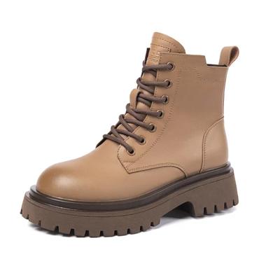 Fashion Retro Luxury Cow Leather Platform Boots for Women New Fashion Soft-soled Retro Casual Autumn Winter Ladies Ankle Boots Shoes