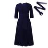 Autumn/Winter Plus Size Women's Pleated Waist OL African Dress with Suit Collar