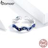 BAMOER Silver 925 Lover Rings for Couple Blue Starry Sky of Van Gogh Open Finger Ring Design Jewelry Accessories SCR608