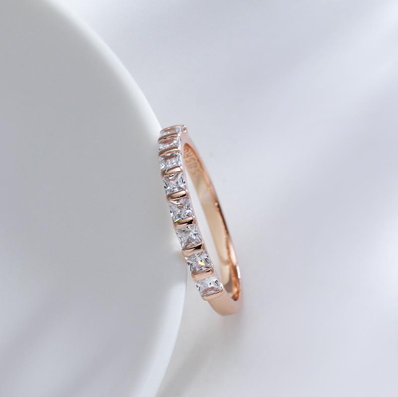 Simple Wedding Rings For Women Square Natural Zircon  Rose Gold Rings Fashion Party Daily Fine Jewelry Best Gift