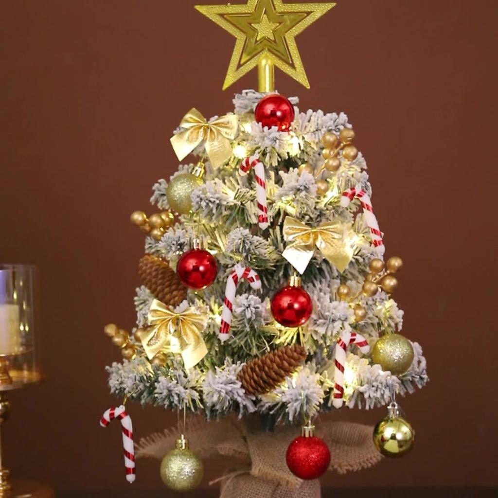 45cm Christmas Tree - Illuminated Small Christmas Tree,Gift Box Packaging Decorative Items Included for DIY Xmas Tree Making