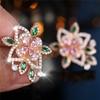 Luxury Female Cute Crystal Blue Zircon Stone Flower Stud Earrings Vintage Silver Color Wedding Fashion Jewelry For Women