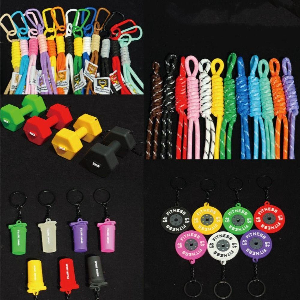Dopamine Big Dumbbells Keychain D-shaped Buckle Fitness Series Pendant Friends