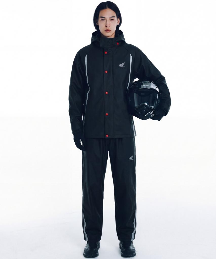 Phyps Motorcycle City Rider Rain Shield Parka Set Black