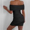 Women's dress, European and American style, sexy off-shoulder fashion, tight-fitting bodycon dress