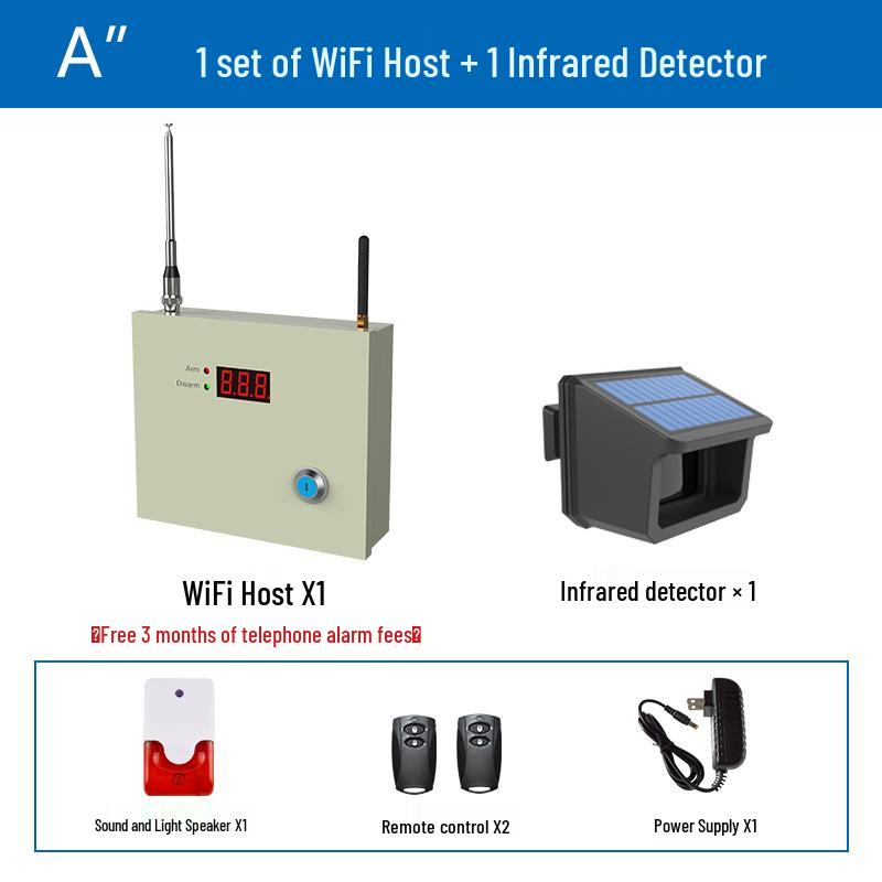Black Iron Solar Wireless Anti-Theft Infrared Security Alarm for Fish Ponds and Orchards