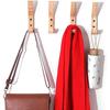 Set of 4 Rubber Wood Wall Hooks – Double Hook Coat Racks 16×6×2.5 Cm, Beige