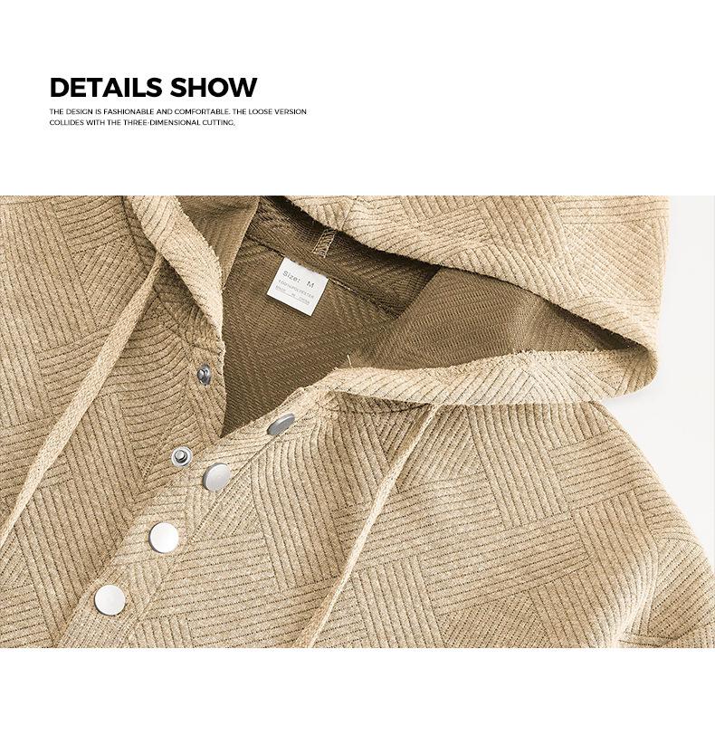 American Retro Men's Hooded Jacquard Pullover - Versatile Casual Sweatshirt