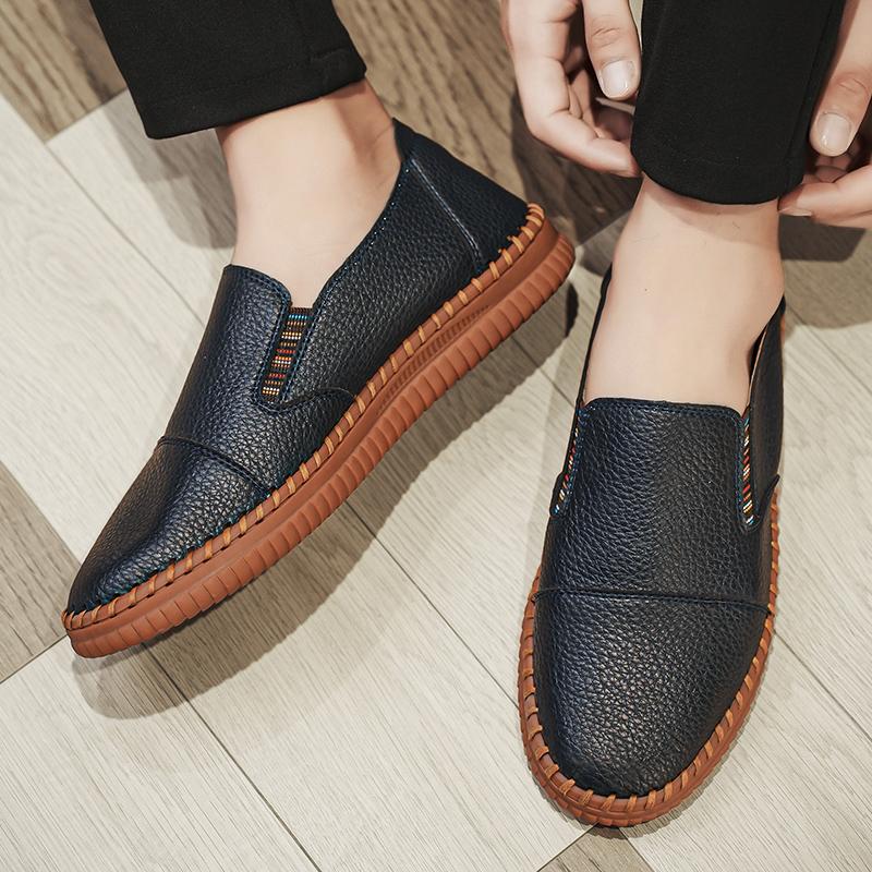 Summer Mens Leather Loafers Shoes Breathable Slip On Business Men Casual Shoes Classic Comfy Driving Walking Sneakers Moccasins