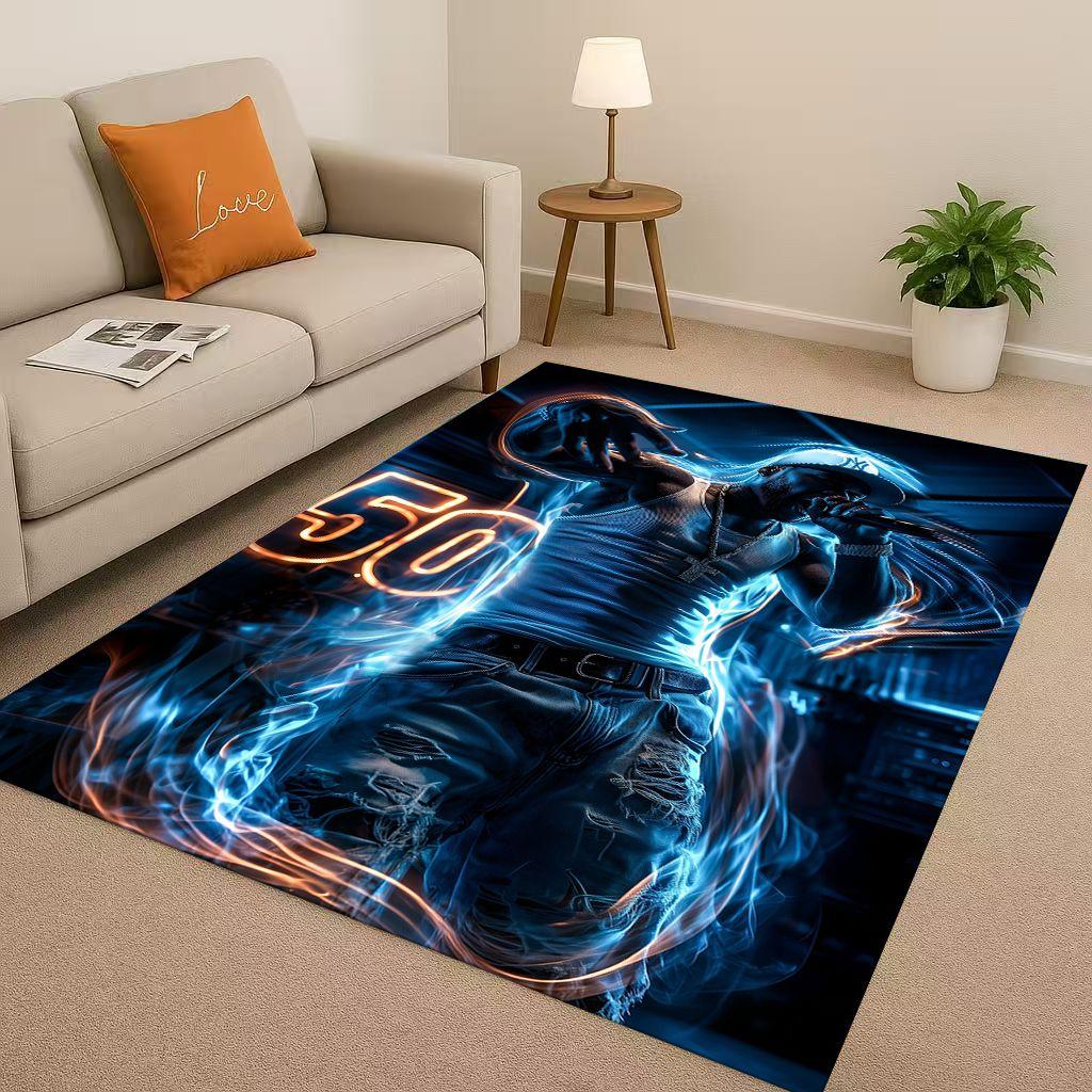 3D Classic Top Hip Hop Rapper Star Cartoon Art Living Room Non-Slip Area Rug Carpet for Bedroom Playroom Sofa,Home Decor Doormat