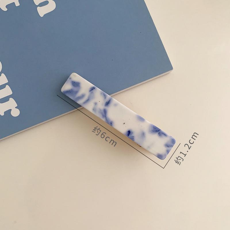 Ретро сине-белый фарфоровый узор Ацетатный зажим для волос