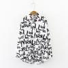Street Style Letter Graffiti Printing Shirt Spring Summer 2025 Turn-down Collar Long Sleeve Loose Cardigan Tops Women's Clothing