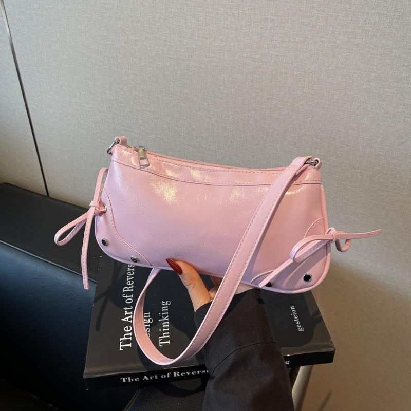 Underarm women's bag new trendy fashion solid color retro shoulder bag pleated bow beautiful handbag women