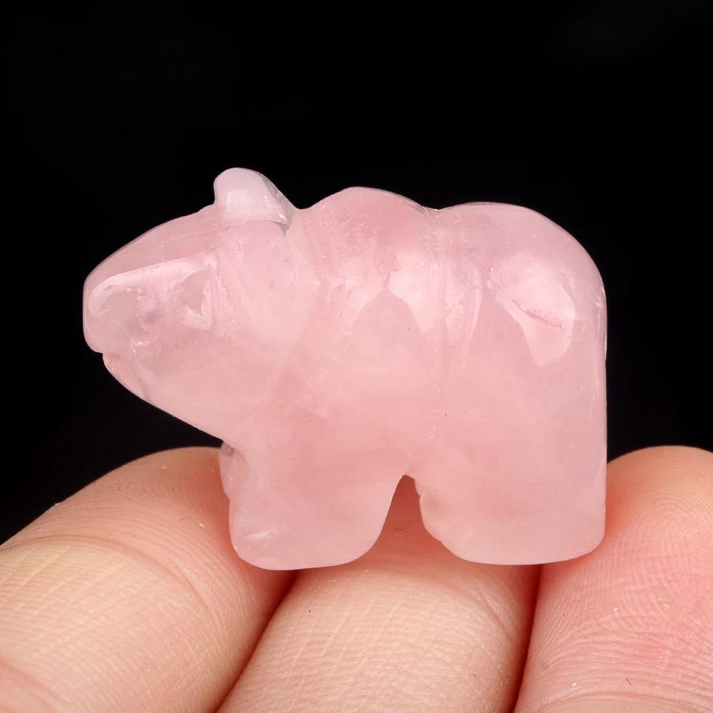 Natural Stone Bear Natural Jade Gemstone Animal Carving Charm Polar Bear Gemstone Crystal Bear Figurine Animal Statue Carving
