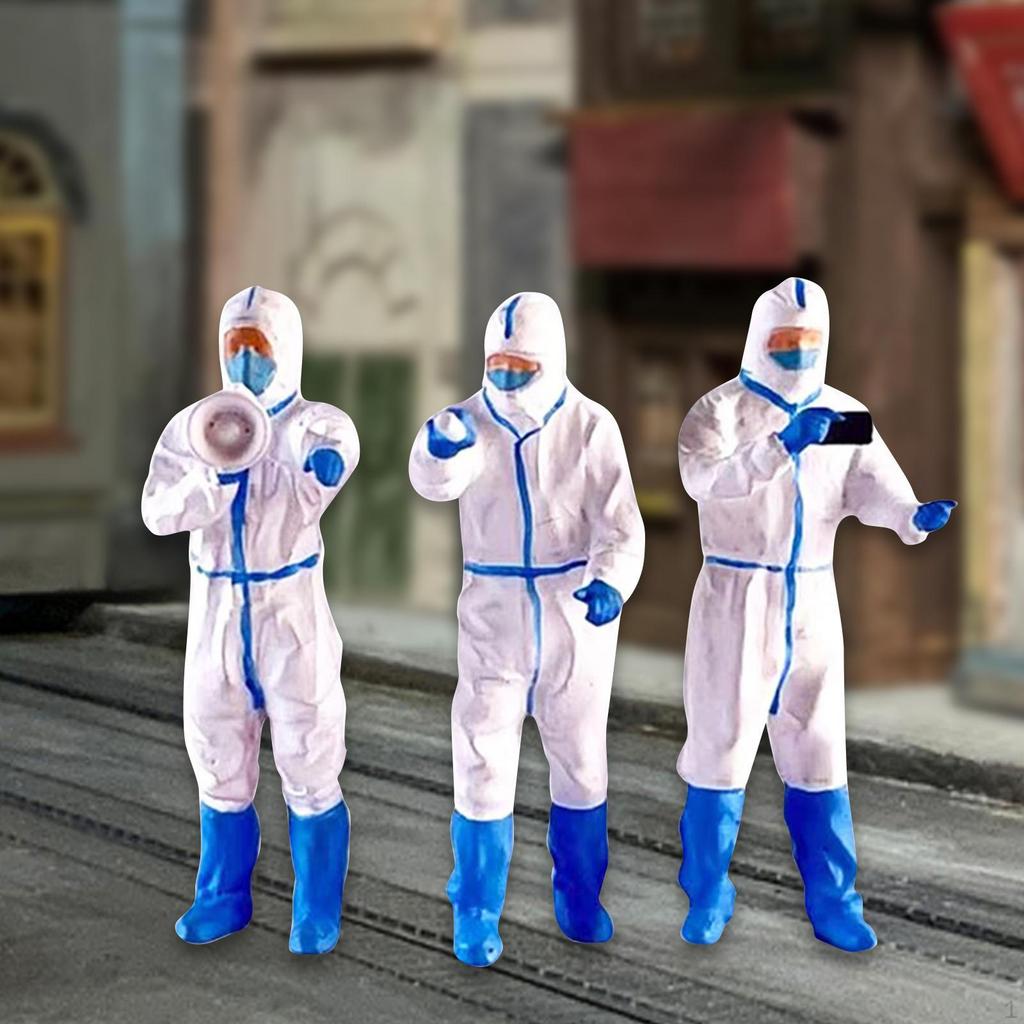 3 Pieces 1/64 Doctor Figures Model Resin Figurines Layout DIY Projects Trains Architectural S Scale