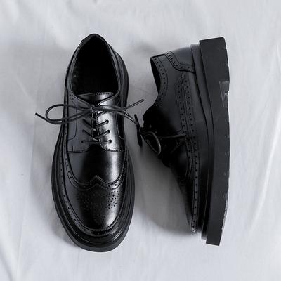 Leather Shoes Summer Platform Heightened British Style Brock Business Dress Black Wedding Groom Shoes