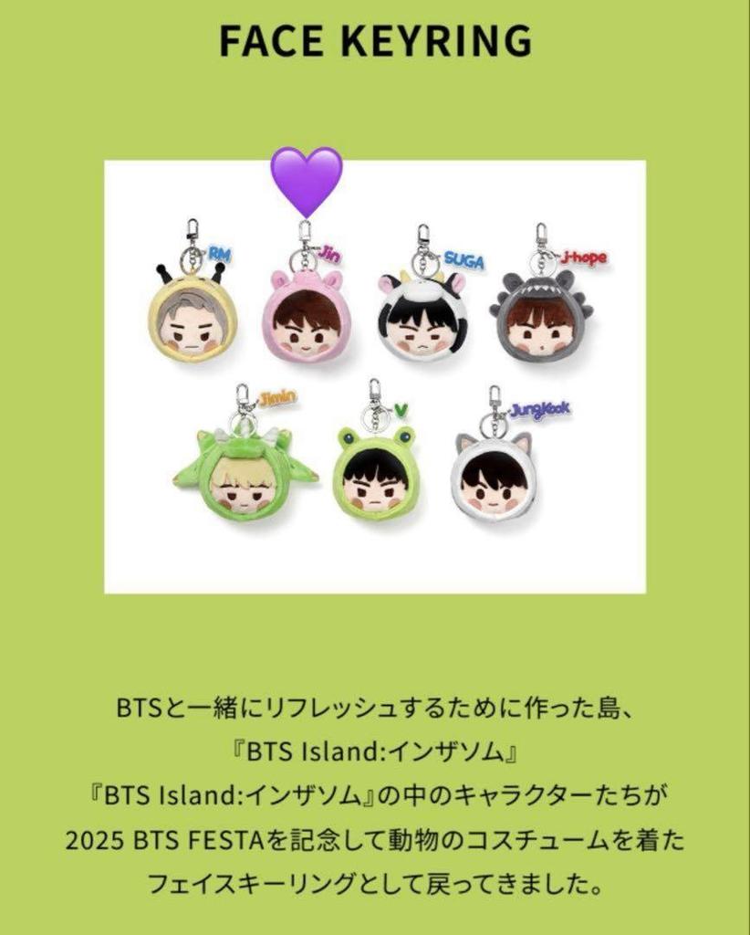 [USED] JIN [2025 ISLAND] FACE KEYRING Official Authentic Product