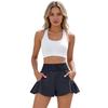 High Waist Ruffle Hem Shorts for Women Elastic Waistband Flowy Casual Shorts with Pockets Lightweight Fabric Design