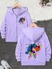 Kids Zip Up Hoodie Color Splash Soccer Player Print Long Sleeve Loose Hooded Jacket For Boys Girls Sports Daily Outerwear
