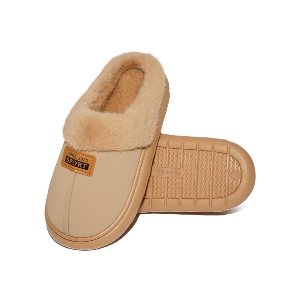 Plysjtøfler EVA Tykk Såle Sklisikker Varm Plysj Hjem Bomullstøfler for Kvinners Utendørsbruk