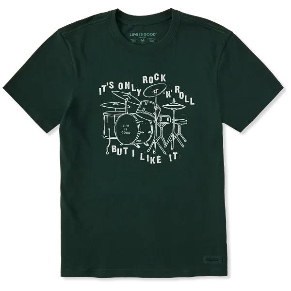 Life Is Good. Men's Rock N Roll Short Sleeve Crusher-LITE Tee, Treeline Green