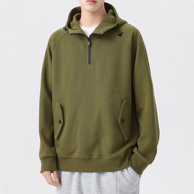 Herren Sweatshirts Baumwolle Kapuzenpullover Oversize Übergröße Reißverschluss Langarm Pullover Herbst Streetwear Tasche Sportbekleidung