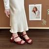 High heel niche fashion sandals fairy style French bow thick heel sandals female 2025 summer new with skirt