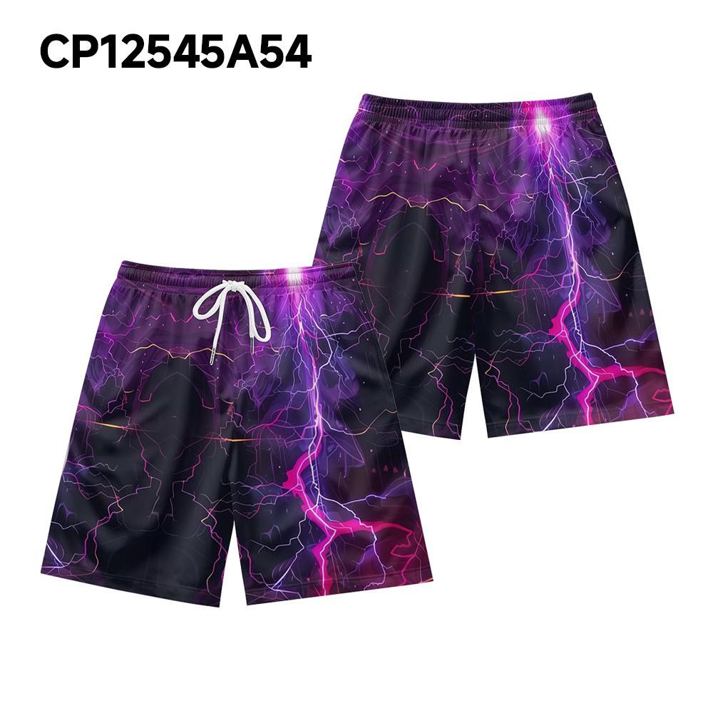 Pantaloncini Casual da Uomo con Elemento Fulmine Oscuro Naturale Europeo e Americano Pantaloni da Spiaggia
