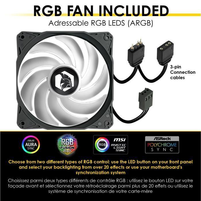 Boitier pc gamer - empire gaming - ruby - argb - moyenne tour - 4 ventilateurs rgb 120 mm