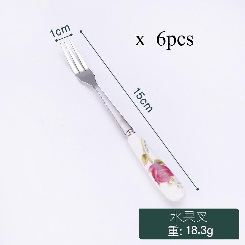 Stainless steel soup spoon, dessert ice cream spoon, fruit fork, stirring coffee spoon, ceramic handle, hotel Western tableware