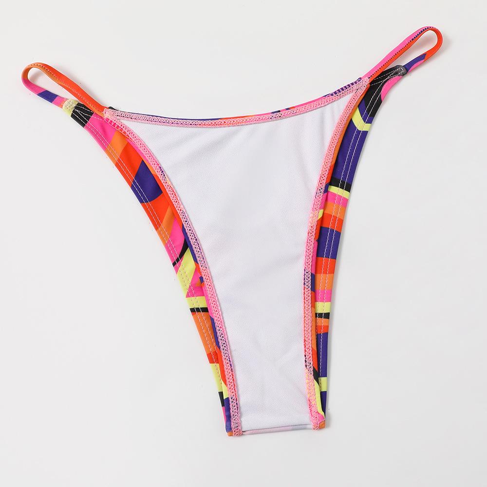 2023 Women's European and American Printed Three-Piece Lace-Up Bikini Swimsuit