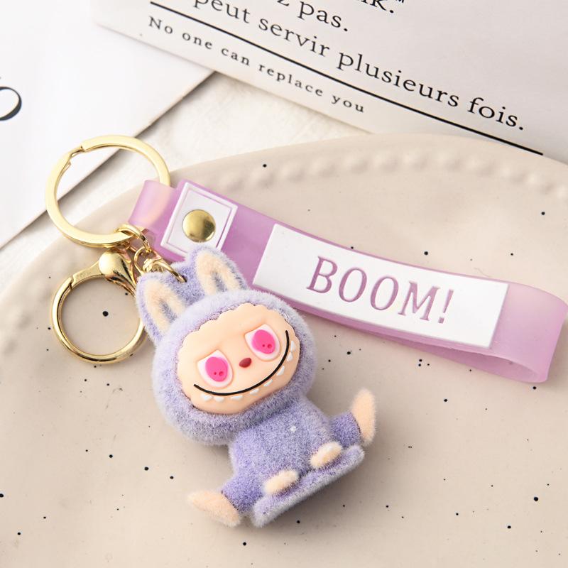 Flocking Yoga Keychain Small Pendant Cartoon Cute Doll Keychain Small Gift