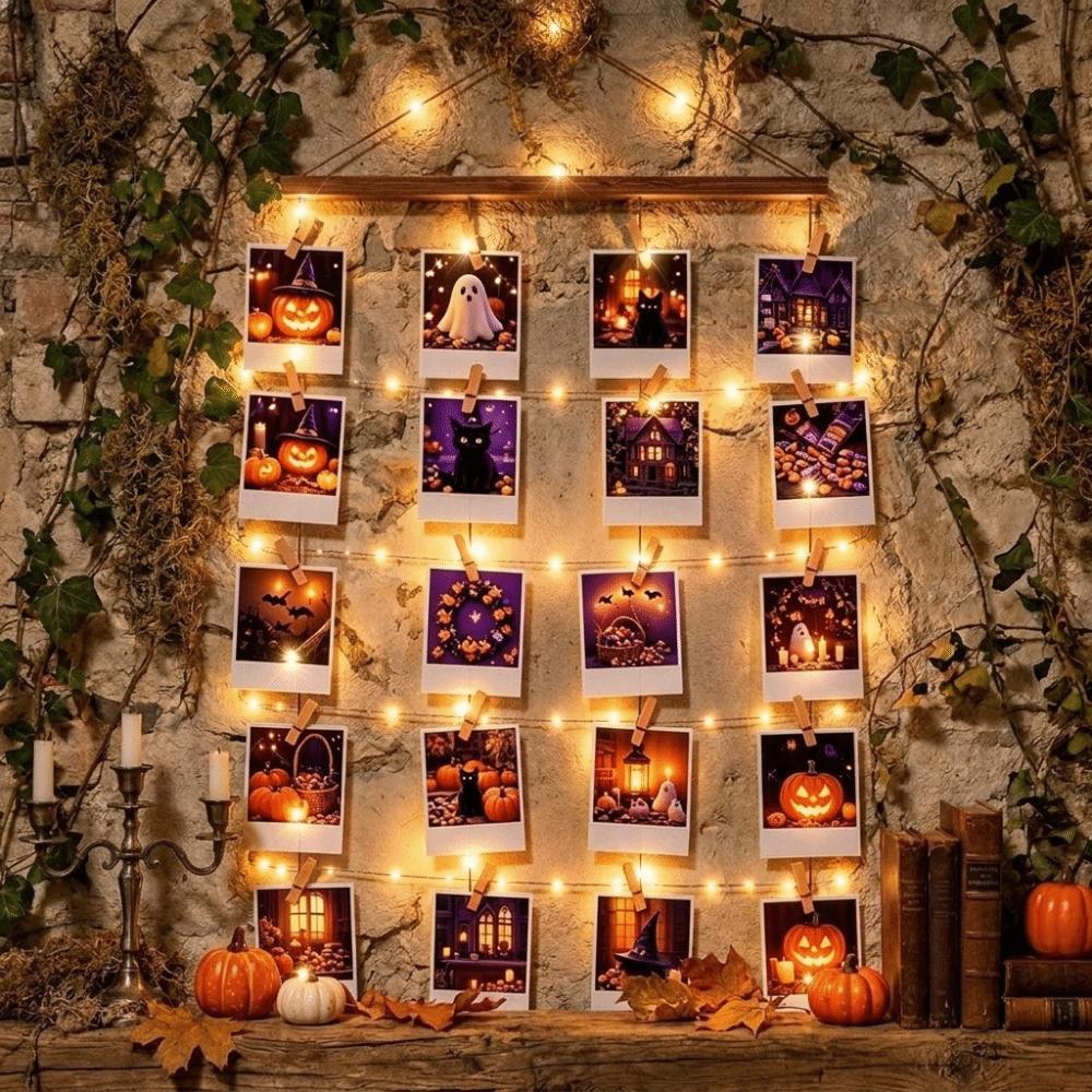 Espositore Fotografico da Appendere Fatto a Mano Cornice Minimalista per Collage Fotografico Decorazione per Appendere Foto Halloween