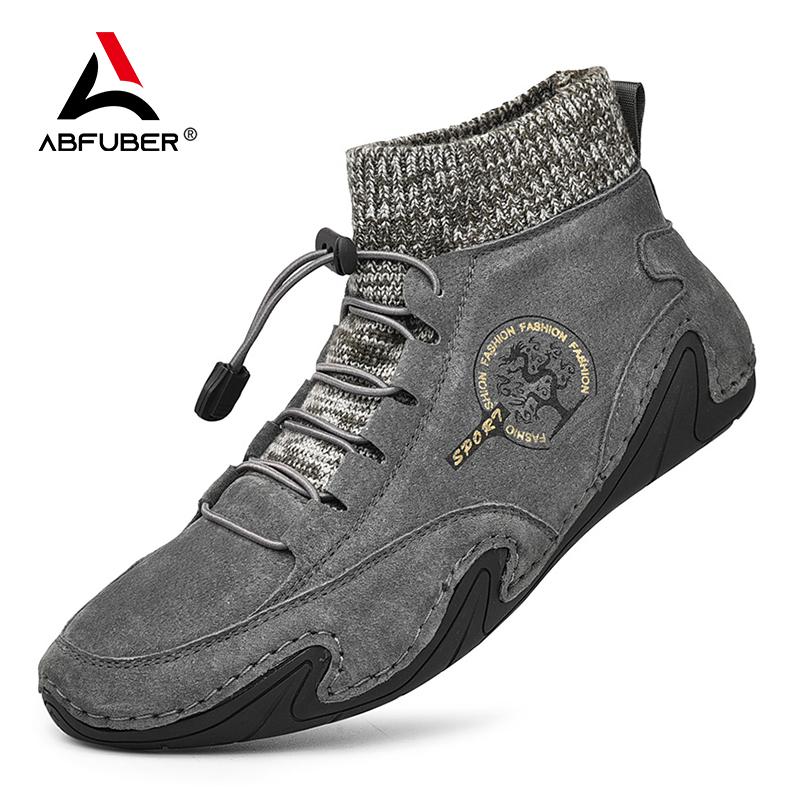 Handmade Suede Men Boots Leather Retro Ankle Boots Breathable Outdoor Men Shoes Designer Casual Leather Shoes Platform Boots