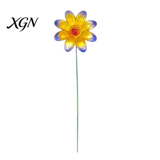 Artistic Garden Path Accents Metal Artificial Flower Stake, Decorative Yard Art Sculpture, Colorful Floral Design Lawn Ornaments Decor for Outdoor