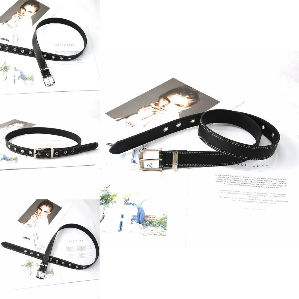 Retro Black Faux Leather Belt Women's Korean Version Minimalist Versatile Student Belt Metal Belt Women's Stock