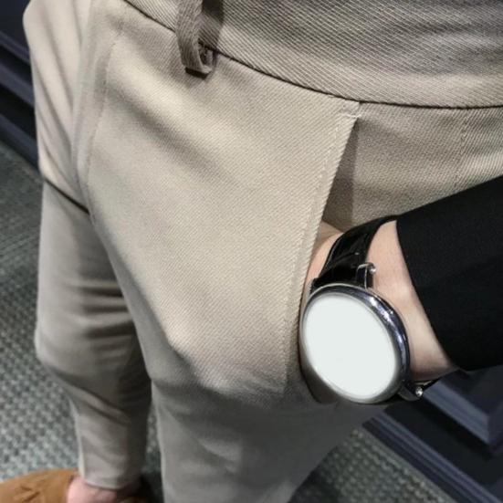 Men Ninth Pants Solid Color Soft Fabric Slim Fit Zip Up Straight Men Trousers Daily Clothes