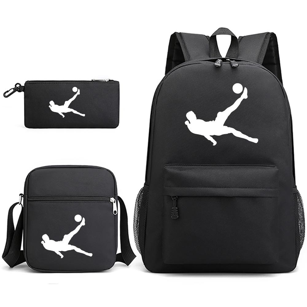 Large capacity schoolbag with shoulder strap; student three-piece pencil case set