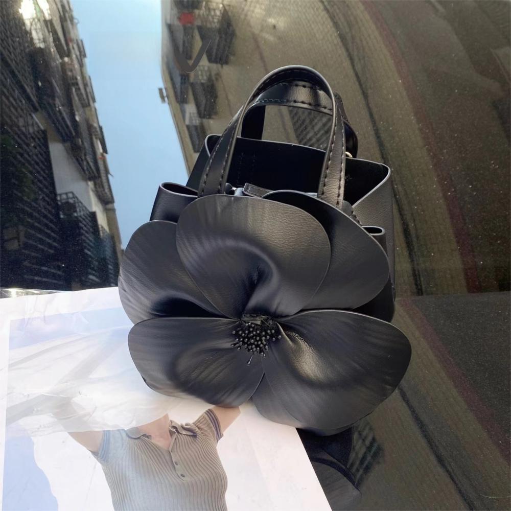 New Chinese-Style Floral Bucket Bag Flower French Mini Tote Bag Drawstring Bucket Purse Women