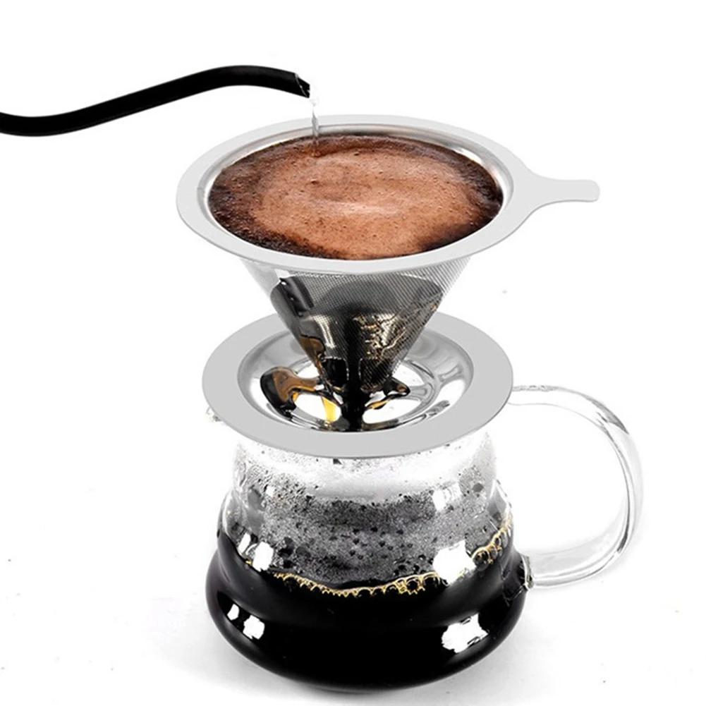 Wiederverwendbarer Kaffeefilterhalter, doppelschichtiger Kaffee-/Teesieb aus Edelstahl, Kaffeezubehör, Werkzeug zur Kaffeezubereitung