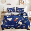 Space Astronaut Rocket Cartoon Illustration 3D Duvet Cover Bedding Set Polyester Pillowcases Gift Single Double King Queen