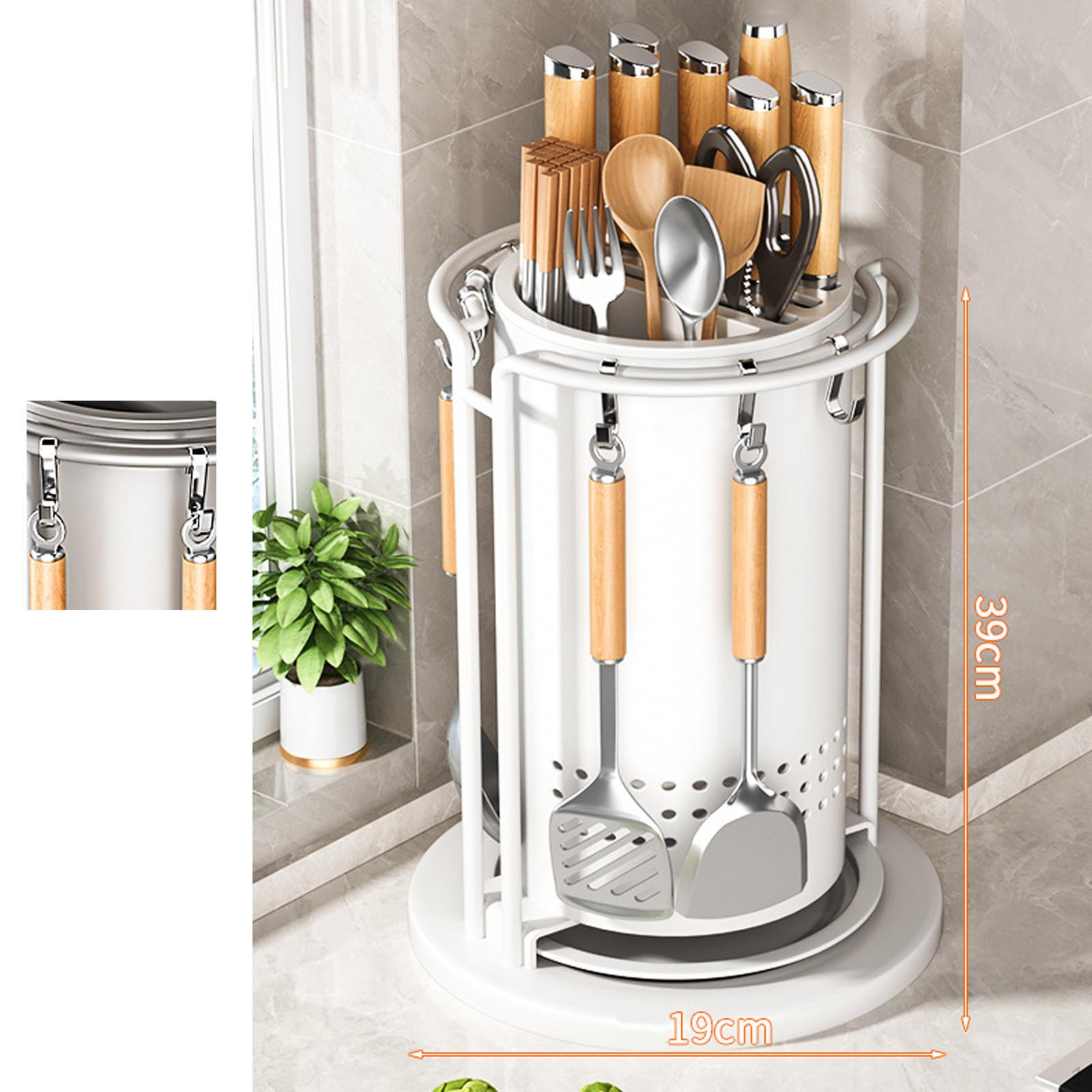 

Подставка для хранения столовых приборов, вращающаяся круглая полка для сушки ножей, для посуды, палочек для еды белый