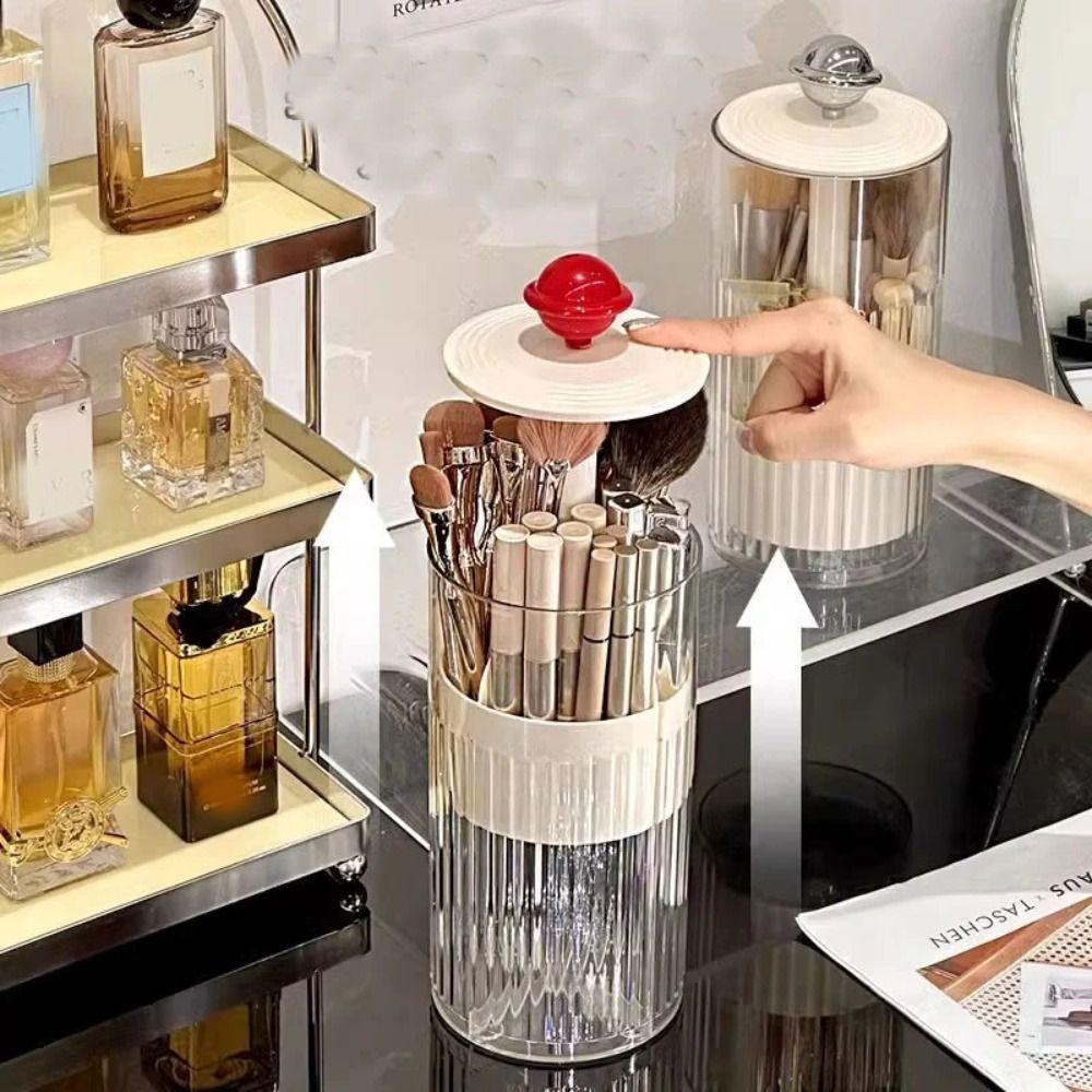 With Lid Automatic Lifting Makeup Brushes Holder Plastic Cosmetic Brushes Storage Box Home