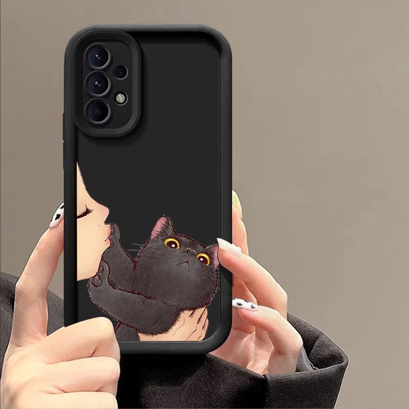 Funda Linda Gato Americano de Pelo Corto Para Samsung A55 A35 A13 A54 A53 A52 A34 A33 A32 A21S A14 A23 A24 A12 A51 A71 Funda de Teléfono
