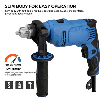 Hammer Drill 650W 5.5A 3000RPM Hammer Drill 2 In 1 Handle 360degrees  Rotating Chuck Size 0-13mm 1/2Inch US