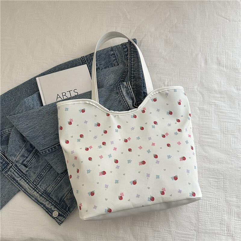 Gentle Sweet Flower Print Women's Bag 2026 Newest Drawstring Shoulder Bag High-Value Floral Bow Underarm Bags For Shopping