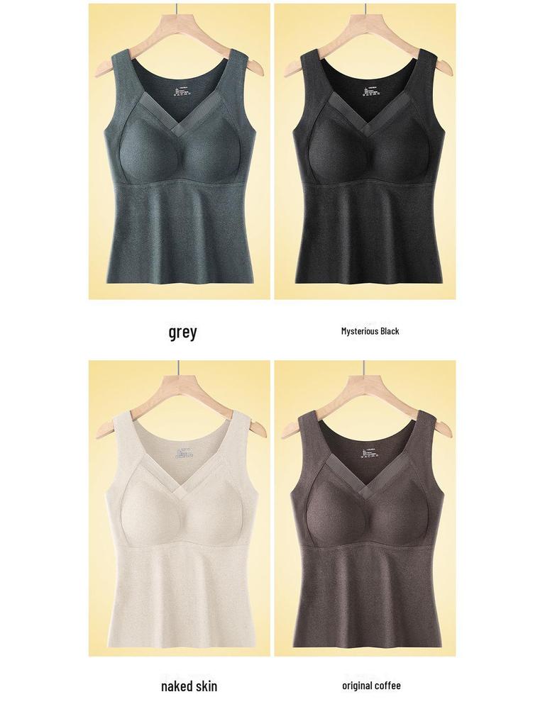 Damska kamizelka termiczna z aksamitu grafenowego z wszytymi miseczkami