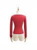 Korean Square Neck Slimming Long Sleeve T-Shirt with Chest Pads and Waist-Cinching Design for Women - Spring/Autumn