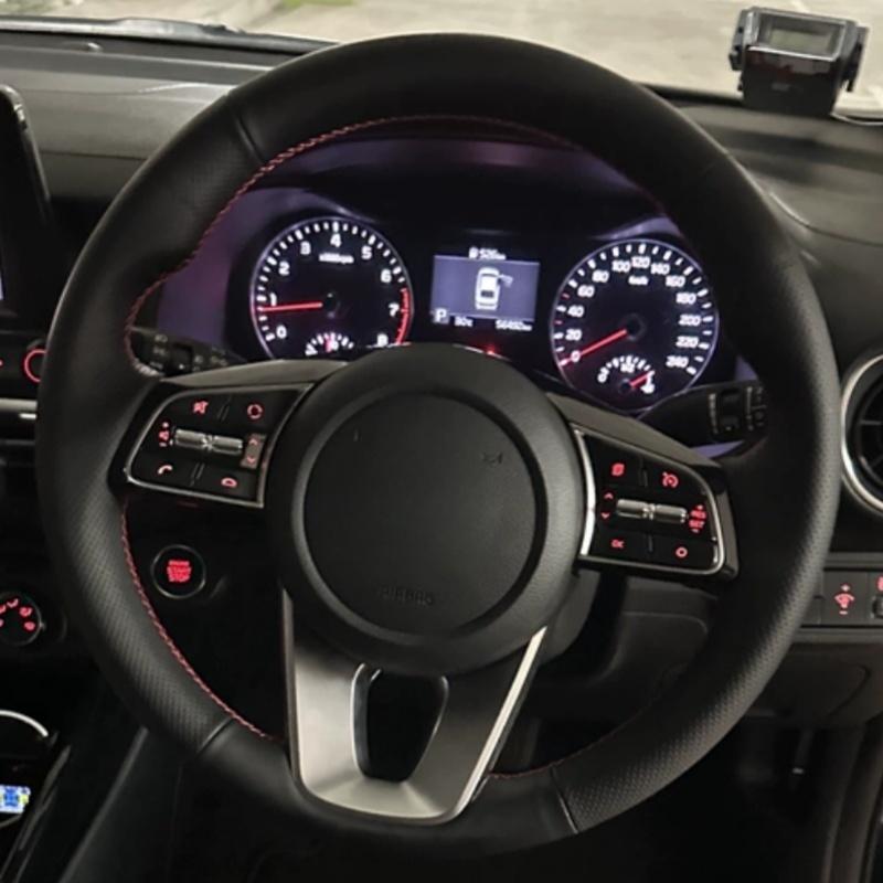 Hand-stitched Black  Leather Car Steering Wheel Cover For Kia K5 Optima 2018  Sportage 3  Forte Ceed Cee d Black Thread